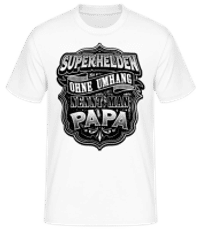 Superhelden Papa - Männer Basic T-Shirt - Weiß - Vorne