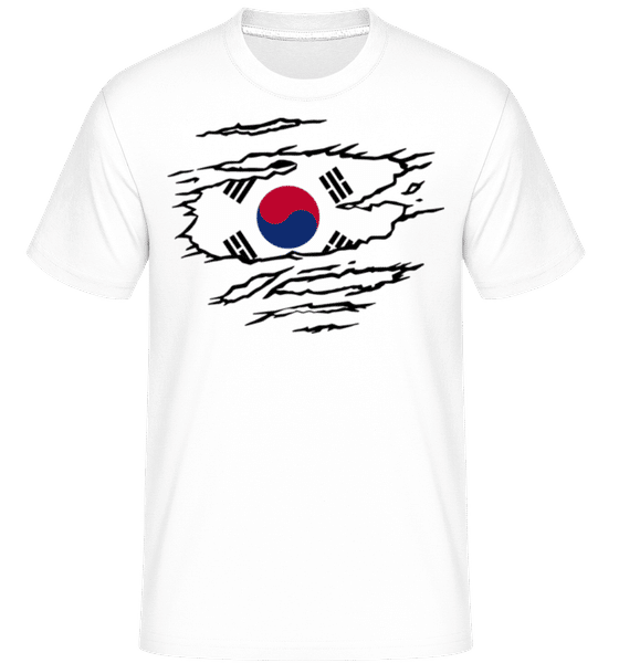 Aperçu:  Drapeau déchiré Corée du Sud -  T-Shirt Shirtinator homme - Blanc - Devant