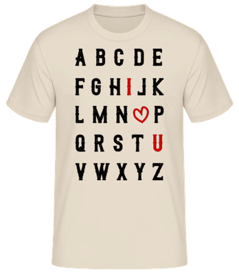 I Love You Alphabet - Pánské basic tričko - Krémová - Napřed