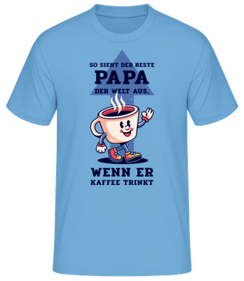 Bester Papa Der Welt Kaffee - Männer Basic T-Shirt - Hellblau - Vorne