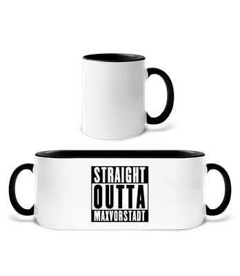 Straight Outta Maxvorstadt - Tasse zweifarbig - Weiß / Schwarz - Vorne
