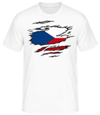 Roztrhaná Vlajka Česka - Pánské basic tričko - Bílá - Napřed