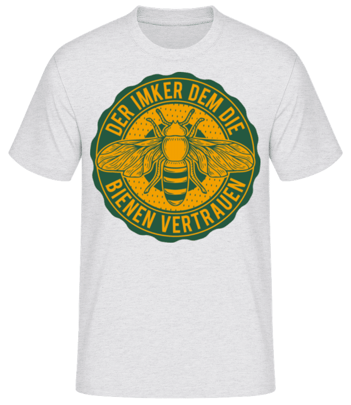 Vorschau: Der Imker dem die Bienen vertrauen - Männer Basic T-Shirt - Grau meliert - Vorne