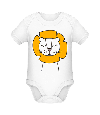 Putziger Löwe - Baby Bio Strampler - Weiß - Vorne