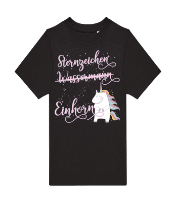 Sternzeichen Einhorn Wassermann - Kinder T-Shirt B&C - Schwarz - Vorne