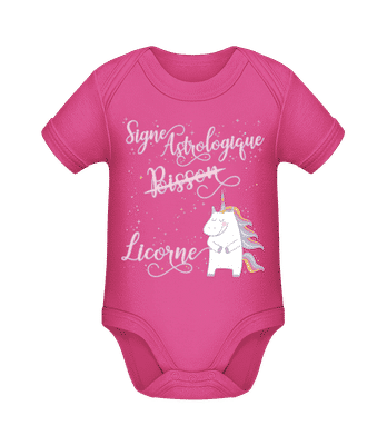 Signe Astrologique Licorne Bisson - Body manches courtes bio - Magenta - Devant