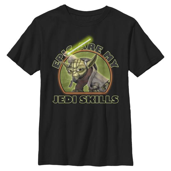 Aperçu: Star Wars - The Clone Wars - Yoda Jedi Skills - Enfant T-shirt - Noir - Devant