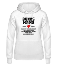 Bonus Mama - Frauen Hoodie - Weiß - Vorne