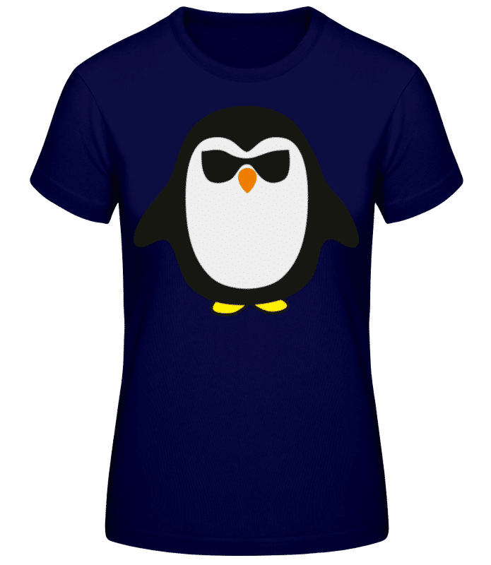 Vorschau: Cooler Pinguin Schwarze Brille - Frauen T-Shirt B&C - Marine - Vorne