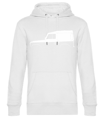 'Land Rover Series I' Silhouette - Pánska štandardná mikina s kapucňou - Biela - Predné