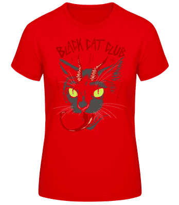 Black Cat Club - Dámské basic tričko - Červená - Napřed