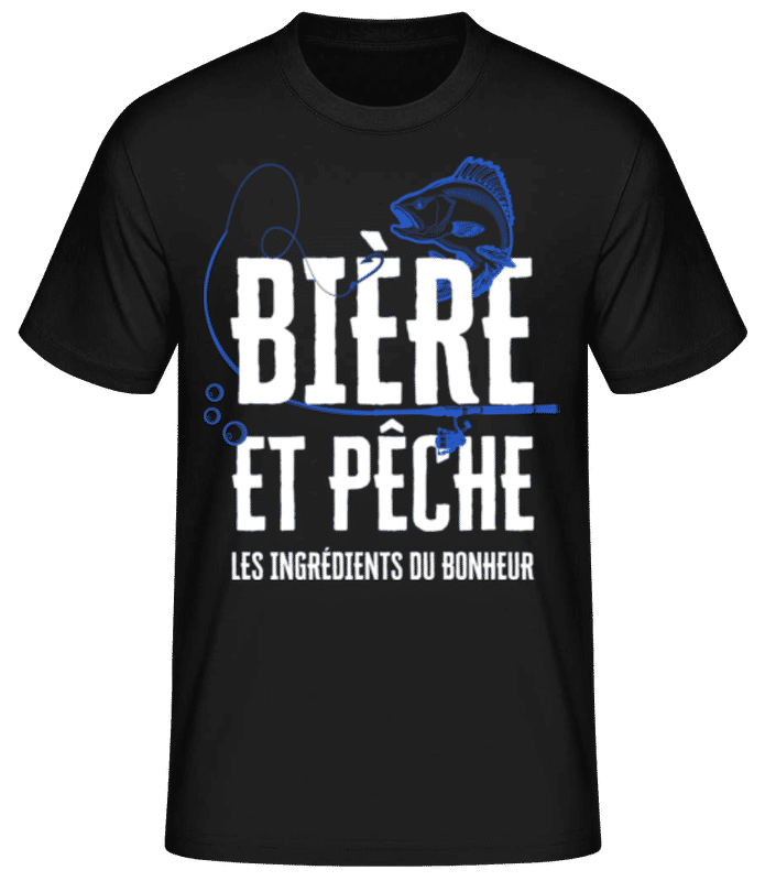 Aperçu: Bière Et Pêche - T-shirt standard Homme - Noir - Devant