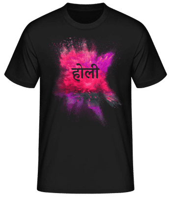 Holi Hindi - Männer Basic T-Shirt - Schwarz - Vorne