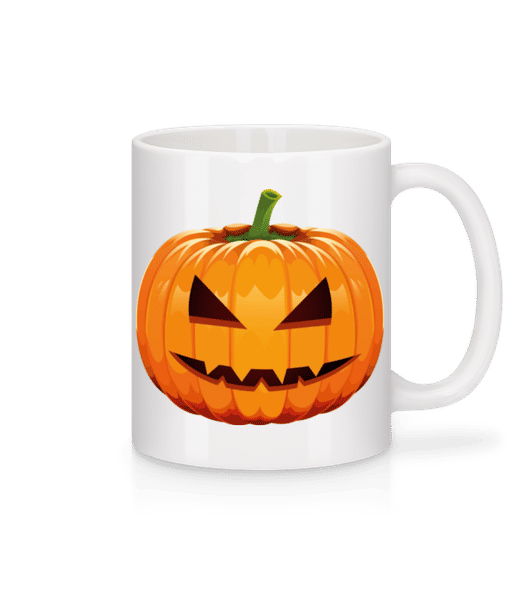 Aperçu: Citrouille Grimaçante - Mug en céramique blanc - Blanc - Devant