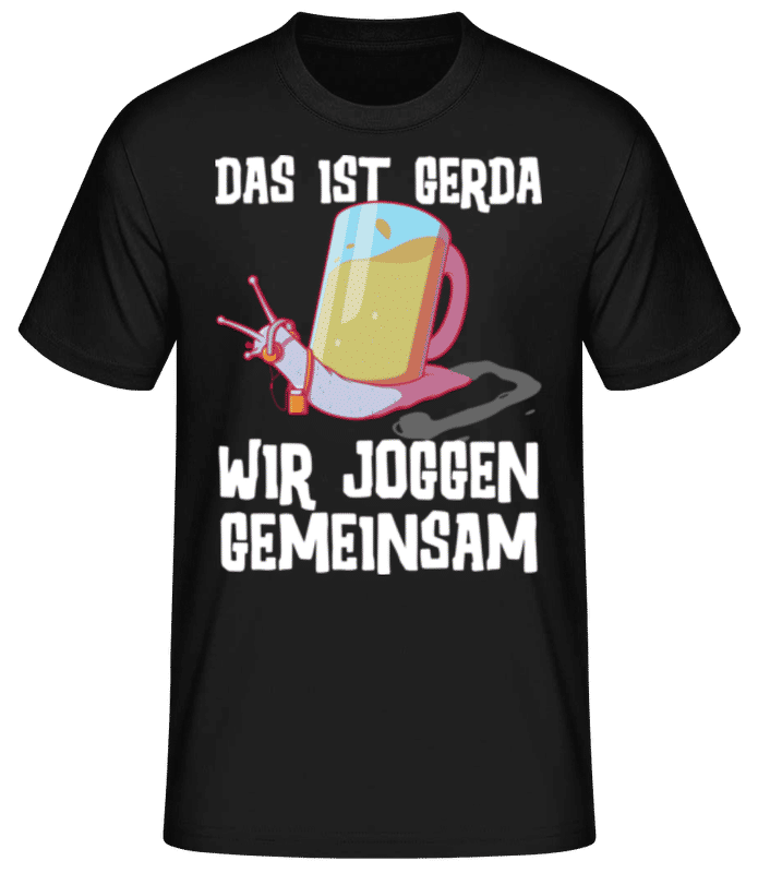 Vorschau: Das ist Gerda wir joggen - Männer Basic T-Shirt - Schwarz - Vorne