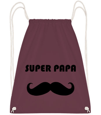 Super Papa Mustache - Drawstring batoh so šnúrkami - Bordeaux - Predné