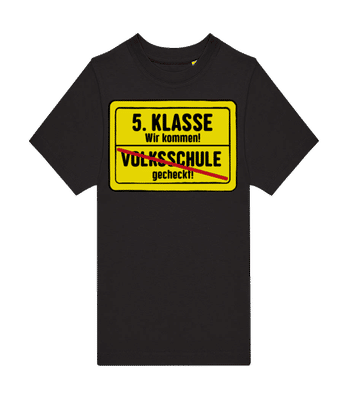 5.Klasse Wir Kommen Volksschule - Kinder T-Shirt B&C - Schwarz - Vorne