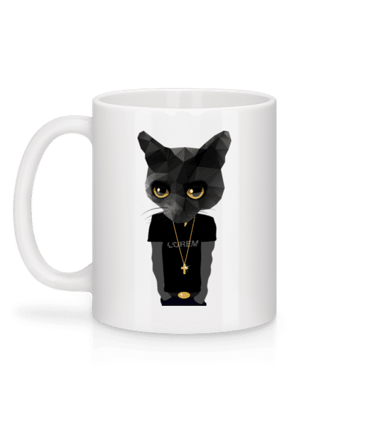 Aperçu: Gangsta De Chat De Polygone - Mug en céramique blanc - Blanc - Derrière
