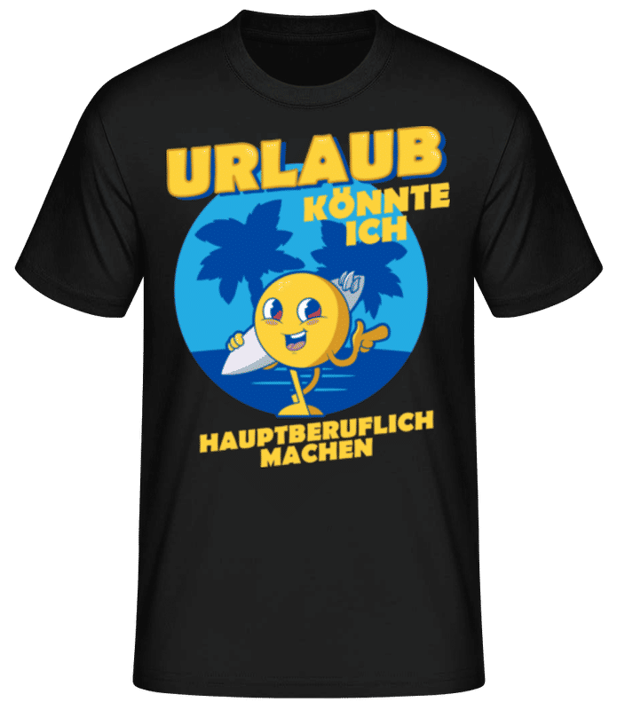 Vorschau: Urlaub - Männer Basic T-Shirt - Schwarz - Vorne
