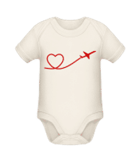Herz Flieger - Baby Bio Strampler - Creme - Vorne