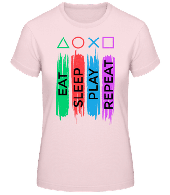 Eat Sleep Play Repeat - Women's Basic T-Shirt - Pink - Front