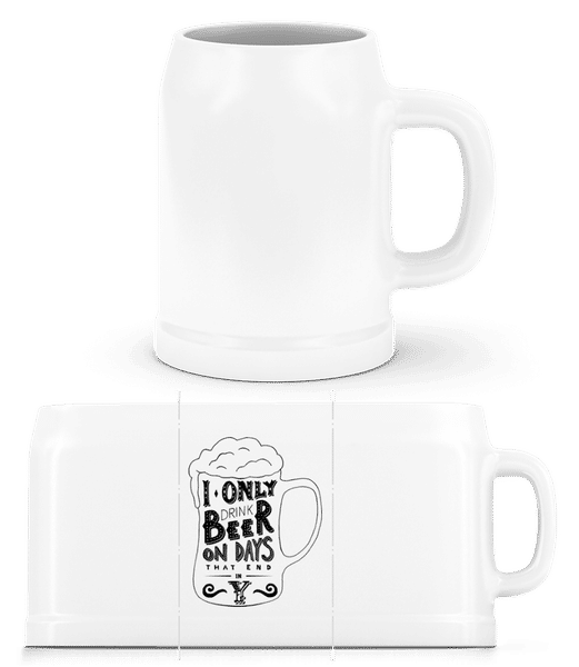 Aperçu: I Drink Beer - Chope de bière - Blanc - Devant