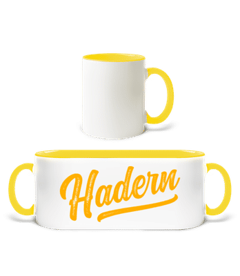 Hadern Swoosh - Tasse zweifarbig - Weiß / Gelb - Vorne