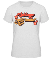 Schlager Geht Immer - Frauen Basic T-Shirt - Grau meliert - Vorne