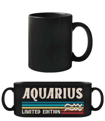 Sternzeichen Aquarius Limited - Schwarze Tasse - Schwarz - Vorne