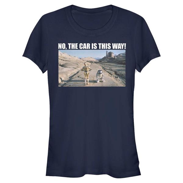 Preview: Star Wars - R2-D2 & C-3PO Where's The Car - Women's T-Shirt - Navy - Front