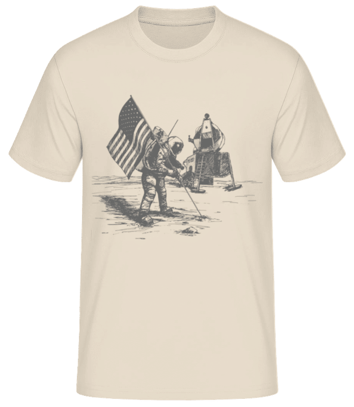 Vista previa: Moon Landing Apollo - Camiseta básica para hombre - Crema - delante