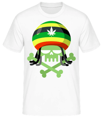Marijuana Skull - Men's Basic T-Shirt - White - Front