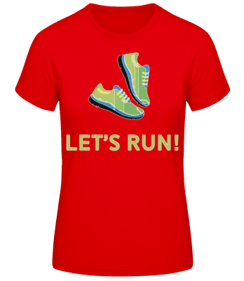 Let's Run - Women's Basic T-Shirt - Red - Front