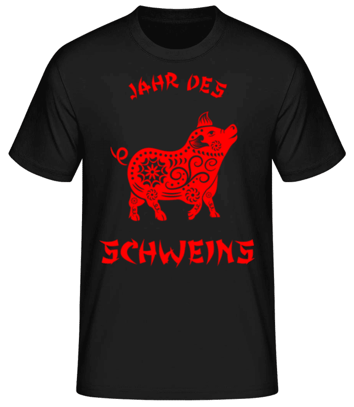 Vorschau: Chinesisches Zeichen Jahr Des Schweins - Männer Basic T-Shirt - Schwarz - Vorne