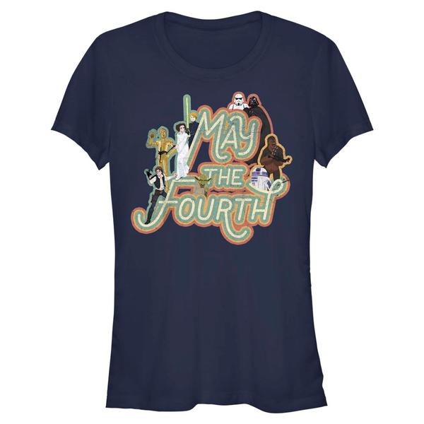 Aperçu: Star Wars - Skupina May The Fourth - Femme T-shirt - Bleu marine - Devant