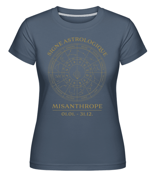 Aperçu: Signe Astrologique Misanthrope -  T-shirt Shirtinator femme - Bleu denim - Devant