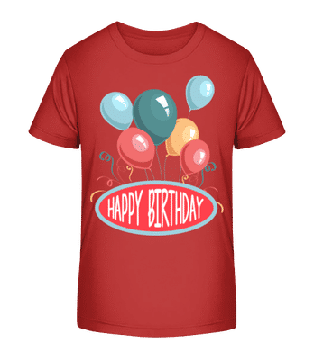 Happy Birthday Balloons - Kid's Organic T-Shirt Stanley Stella 2.0 - Red - Front