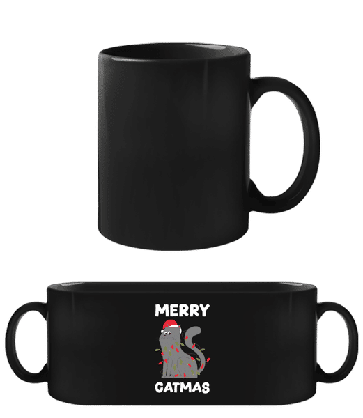 Aperçu: Merry Catmas - Tasse Noire - Noir - Devant