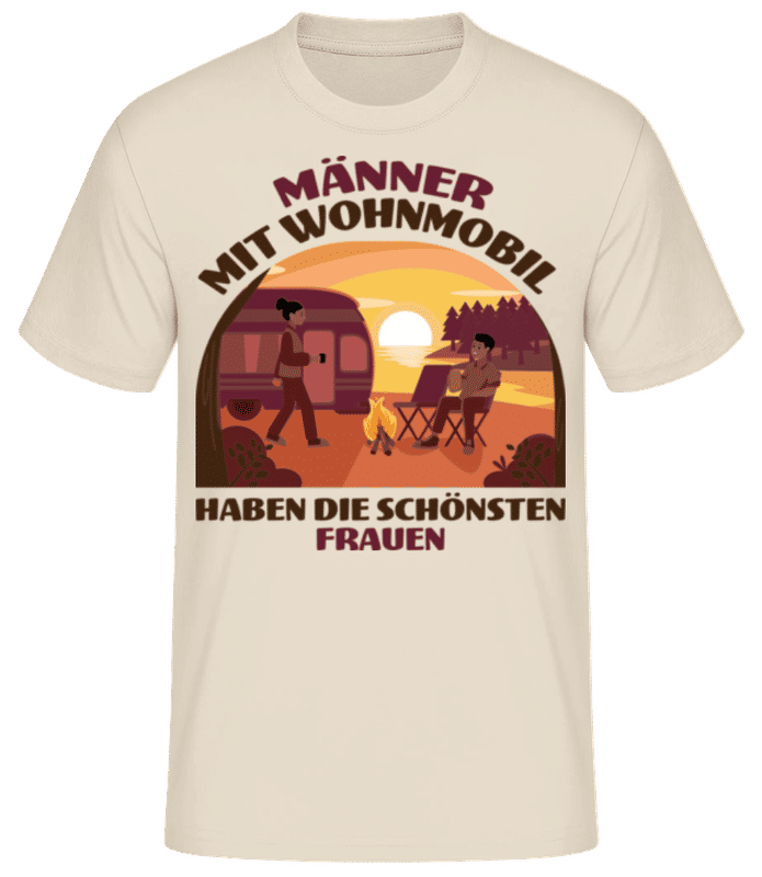 Vorschau: Männer Mit Wohnmobil Schönsten Frauen - Männer Basic T-Shirt - Creme - Vorne