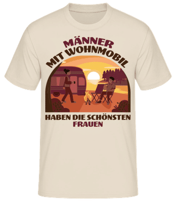 Männer Mit Wohnmobil Schönsten Frauen - Männer Basic T-Shirt - Creme - Vorne