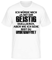 Geistig Duellieren - Männer Basic T-Shirt - Weiß - Vorne