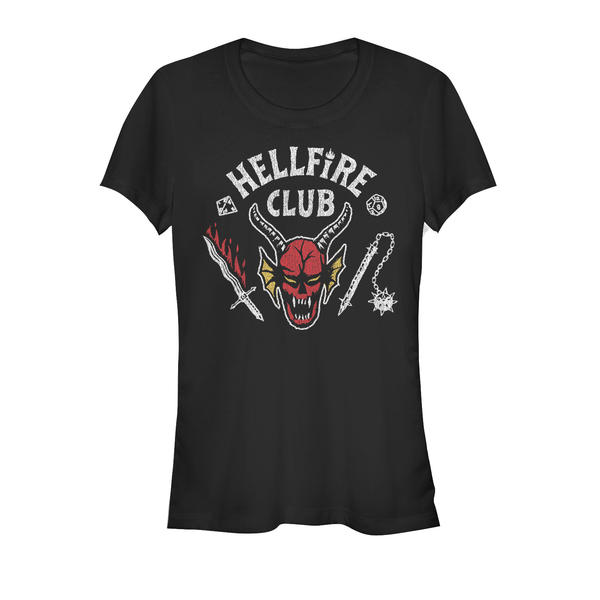 Aperçu: Netflix - Stranger Things - Hellfire Club - Femme T-shirt - Noir - Devant