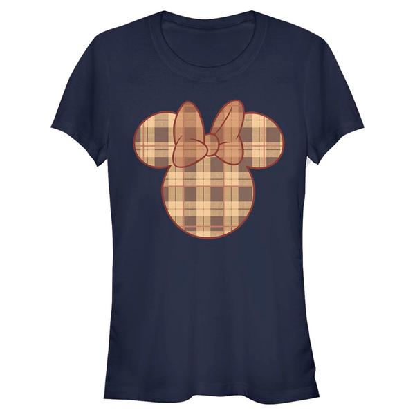 Aperçu: Disney - Mickey Mouse - Minnie Mouse Fall Plaid - Femme T-shirt - Bleu marine - Devant