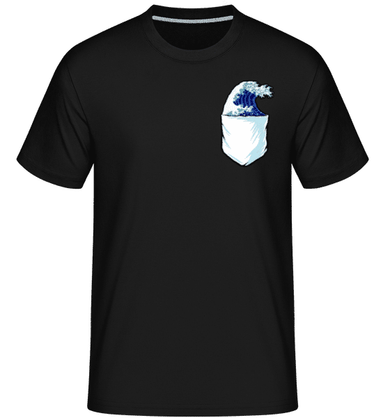 Aperçu: Poche Poitrine La Grande Vague Hokusai -  T-Shirt Shirtinator homme - Noir - Devant