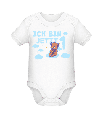 Ich Bin Jetzt 1 - Baby Bio Strampler - Weiß - Vorne