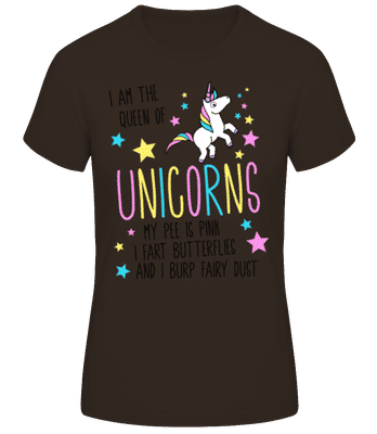 I'm The Queen Of Unicorns Yellow - Frauen Basic T-Shirt - Braun - Vorne