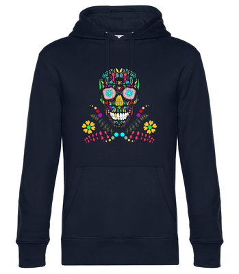Colorful Skull - Unisex Premium Hoodie - Navy - Front