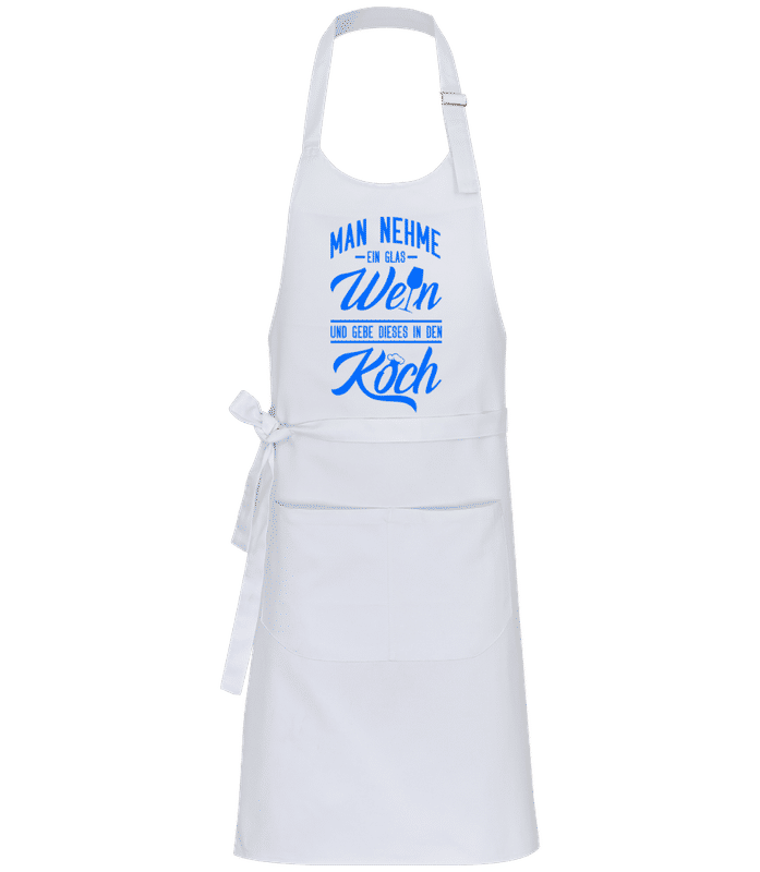 Vorschau: Ein Glas Wein In Den Koch - Profi Kochschürze - Weiß - Vorne