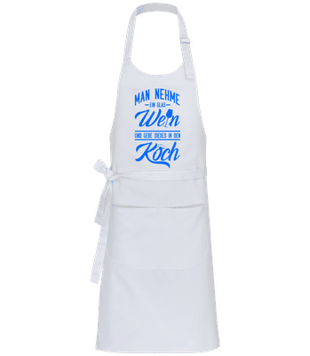 Ein Glas Wein In Den Koch - Profi Kochschürze - Weiß - Vorne