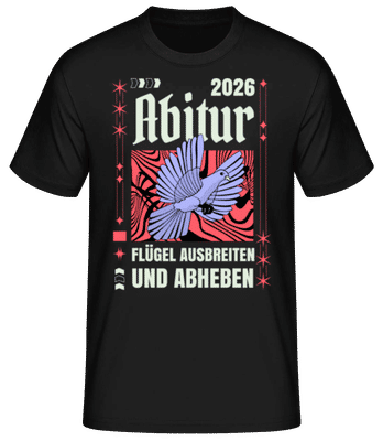 Abitur Flügel Ausbreiten Abheben - Männer Basic T-Shirt - Schwarz - Vorne